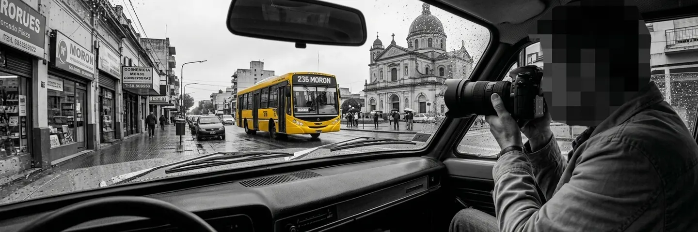 Detective privado realizando trabajo de campo en Morón, Zona Oeste del Gran Buenos Aires